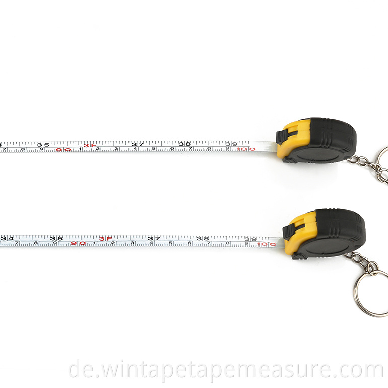 Blaues Karabiner-Meter Mini-Stahlbandmaß 2m 1m mit Ihrem Firmennamen eingebrannt